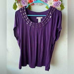 purple office blouse